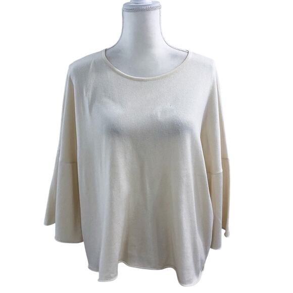 Eskandar Lagenlook A-Line Sweater Bateau Neck Raw Edge Oversized Luxury Knit - Picture 2 of 10